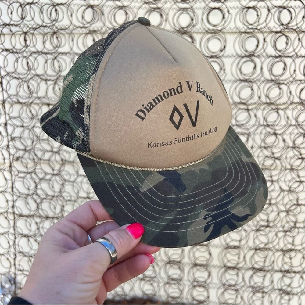 Vintage Diamond V Ranch Camo Trucker Hat